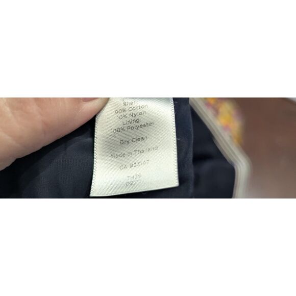 Talbots Petites 8P Striped Collarless Jacket Navy Blue Cropped Workwear - Picture 4 of 7